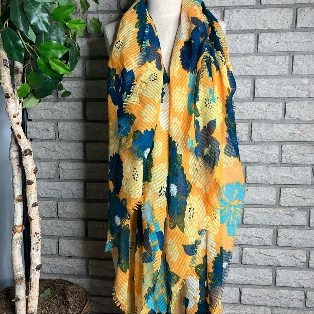 Zara Retro Floral Wrap Scarf - Picture 2 of 5